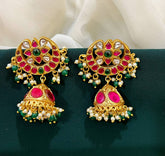 Chand Bali Jadau Jhumki's with Multi Color Kundan Earrings - KE00126